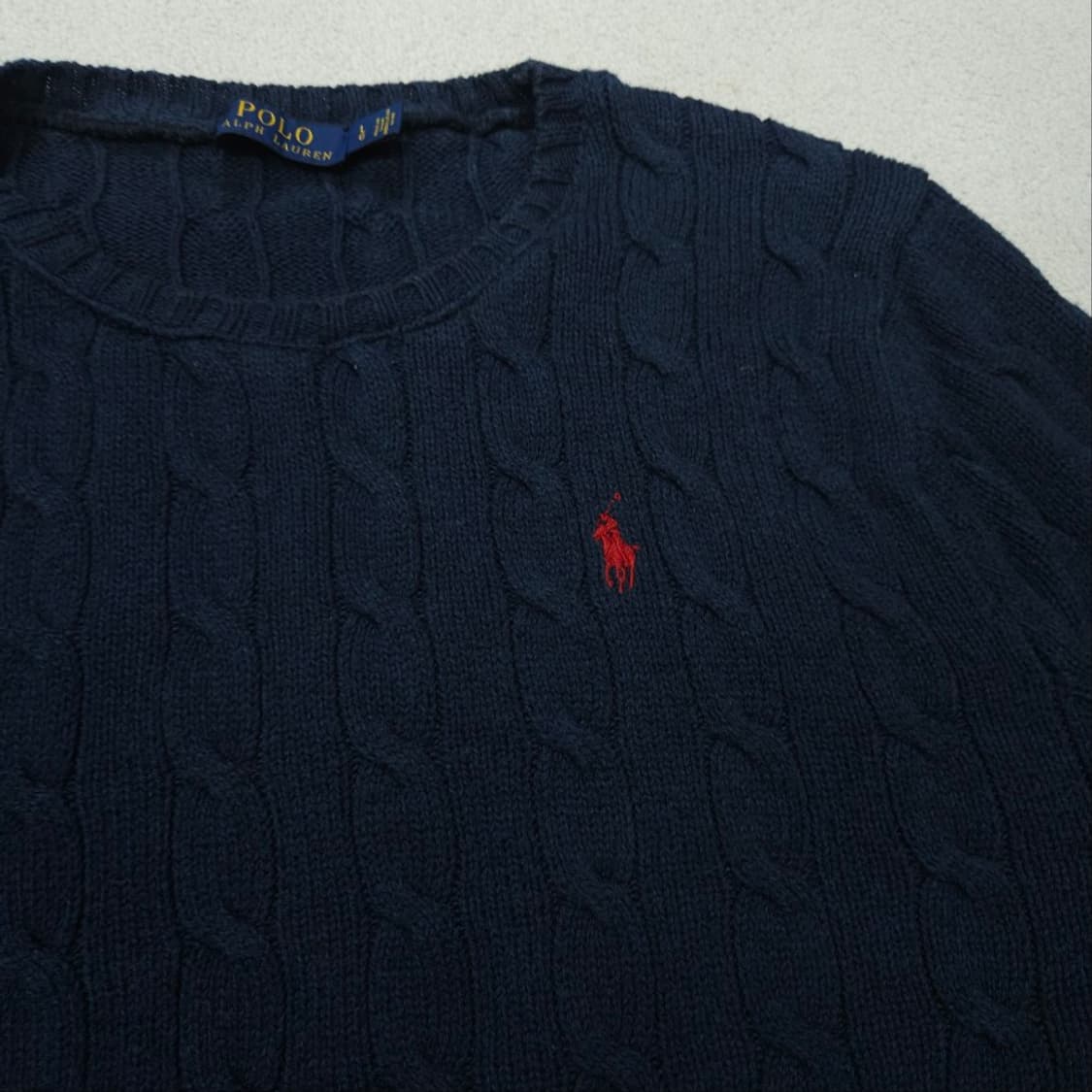 폴로 랄프 로렌 신형 케이블 니트 L 네이비 상품이미지3