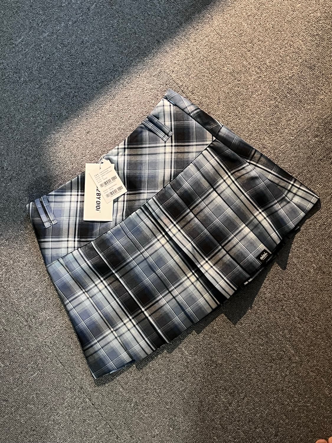 OiOi PLAID PLEATS MINI SKIRT_NAVY CHECK 상품이미지3