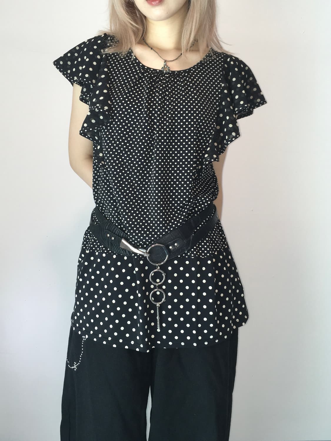 일본빈티지 polka mood flutter top 상품이미지3