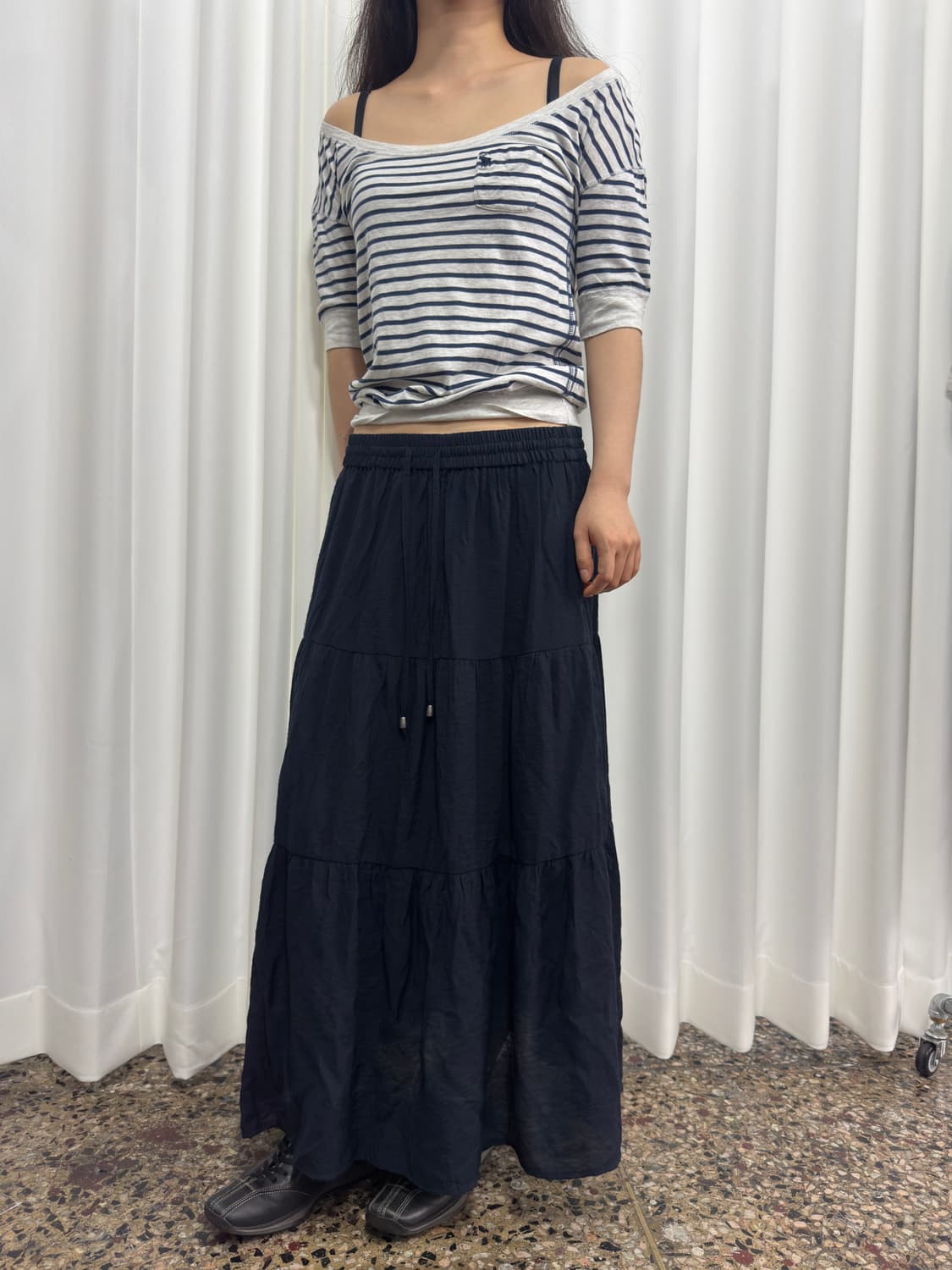 navy mori long skirt 상품이미지3