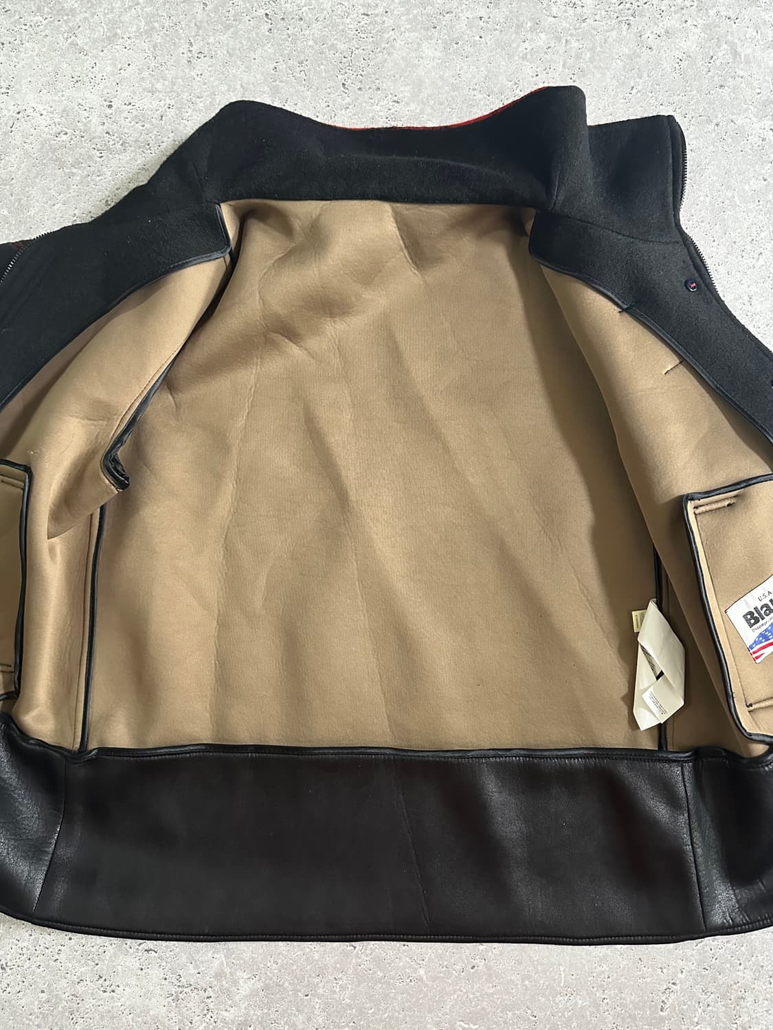 Blauer. U.S.A. 아카이브 레더 슬리브 체크 자켓 상품이미지4