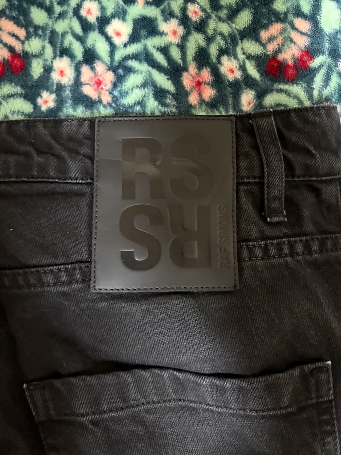 라프시몬스 블랙 와이드 데님 진 상품이미지3