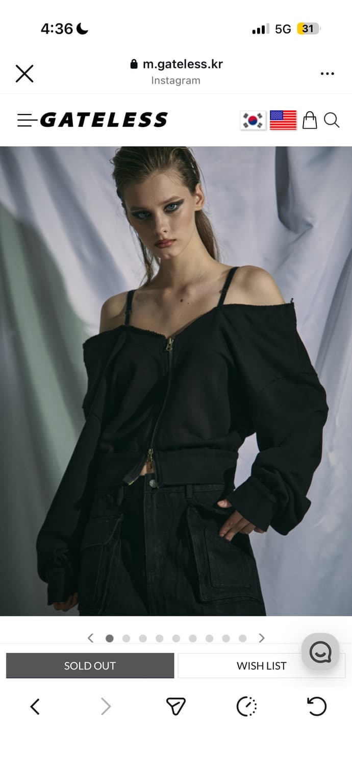 GATELESS 게이트레스 오프숄더 집업 블랙 새상품급!! 상품이미지1