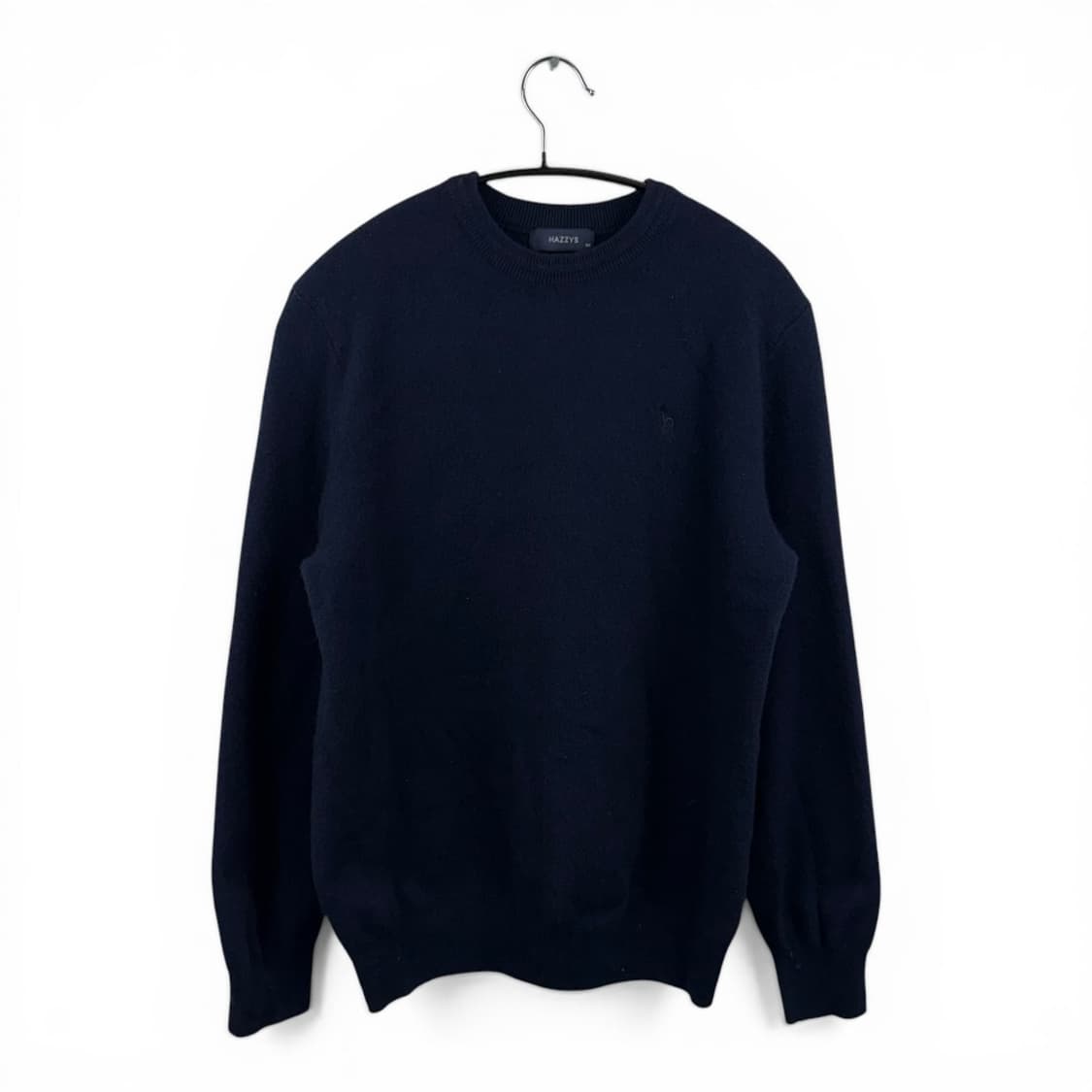 (100) 헤지스 울 혼방 라운드 니트 네이비 상품이미지1