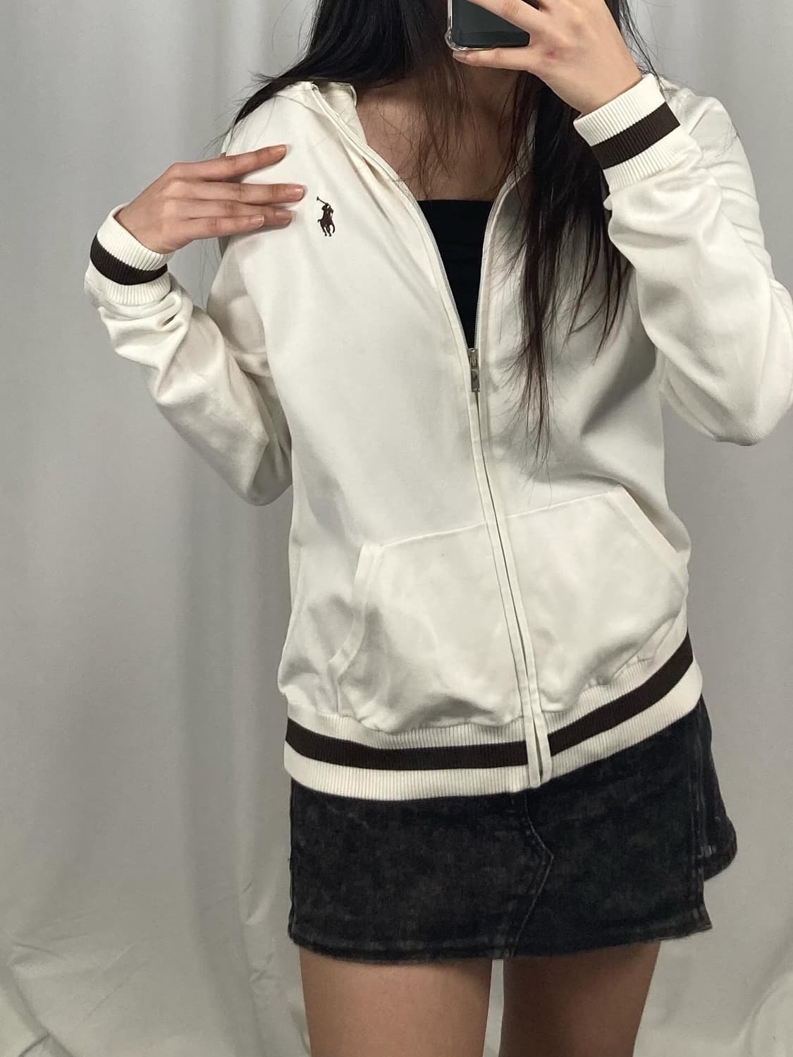 폴로 아이보리 후드집업 상품이미지2