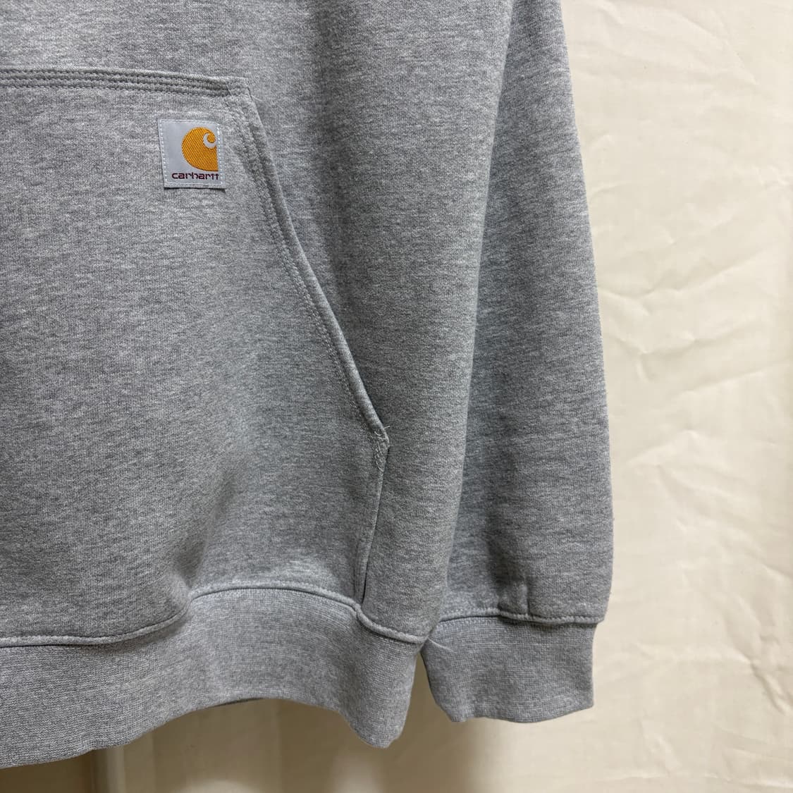 칼하트 로고 패치 루즈핏 기모 후드티 / 그레이, M 상품이미지5