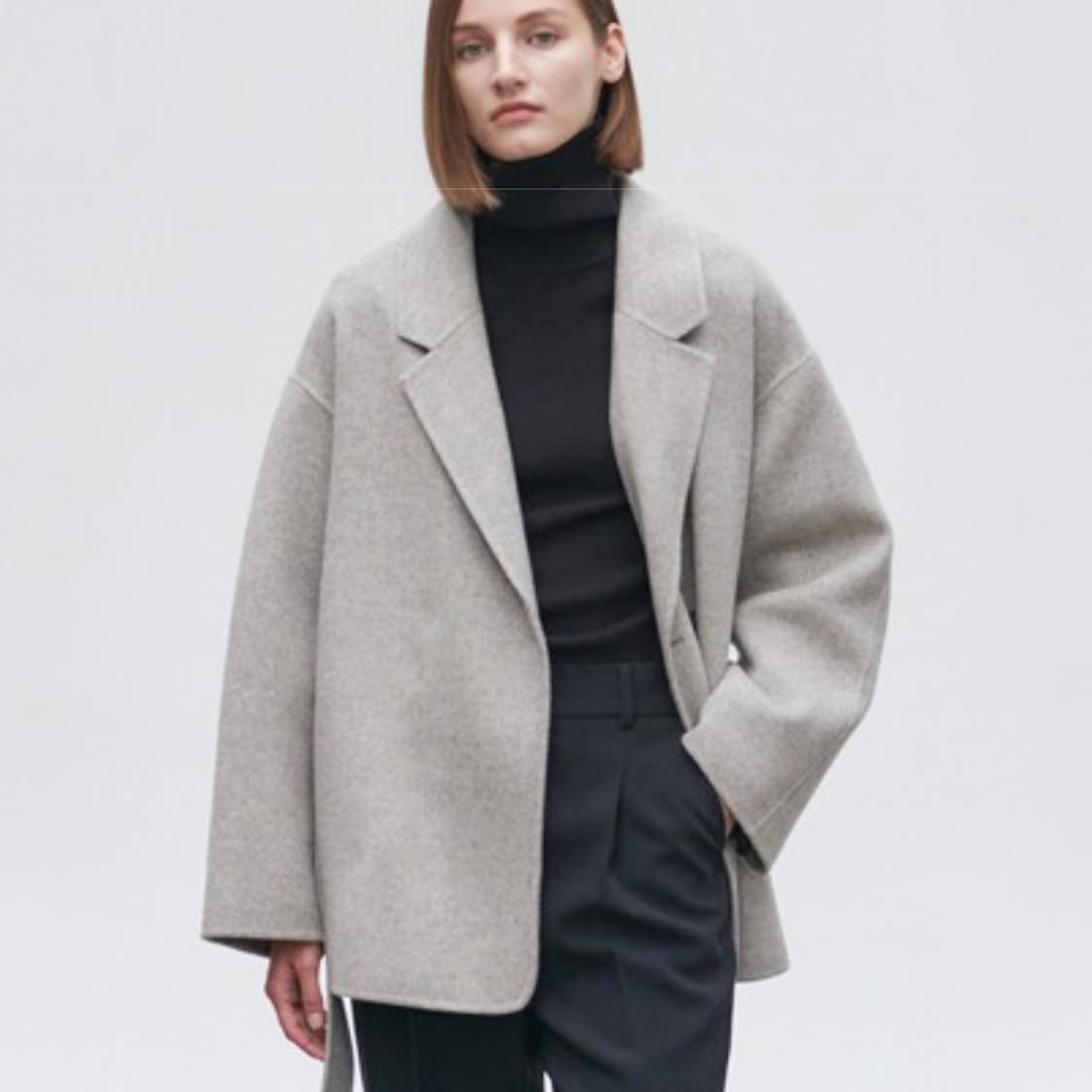 닐바이피(NILBY P) 램스울 캐시 핸드메이드 하프코트 프리사이즈 상품이미지2