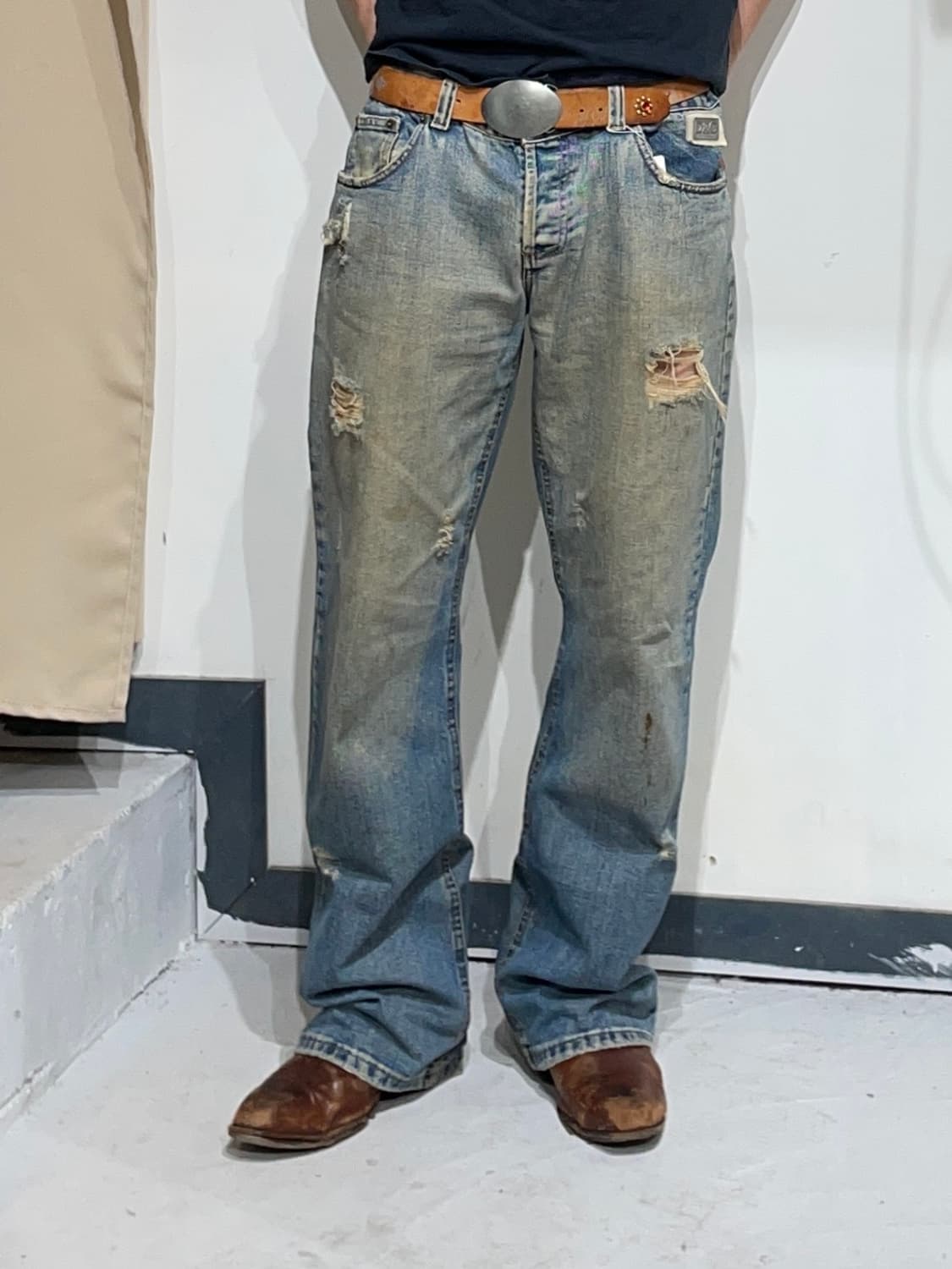 돌체앤가바나 송치패치 워싱 스트레이트 데님팬츠 상품이미지2