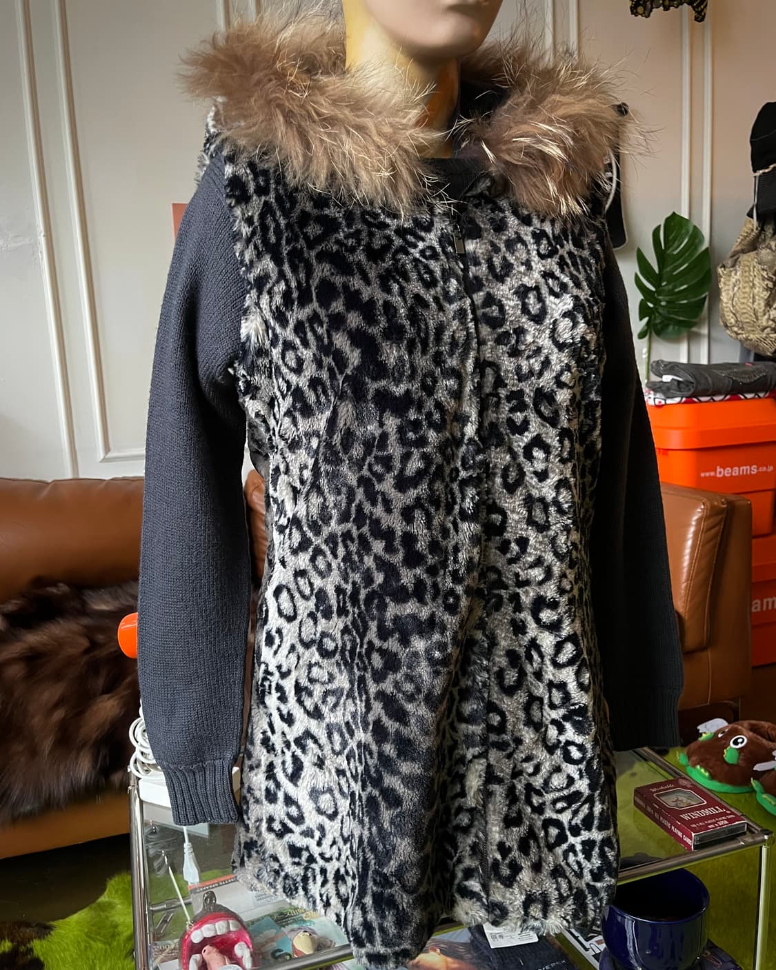 Jpn Vintage Fur Hood Reopard Vest Zip-up 상품이미지3