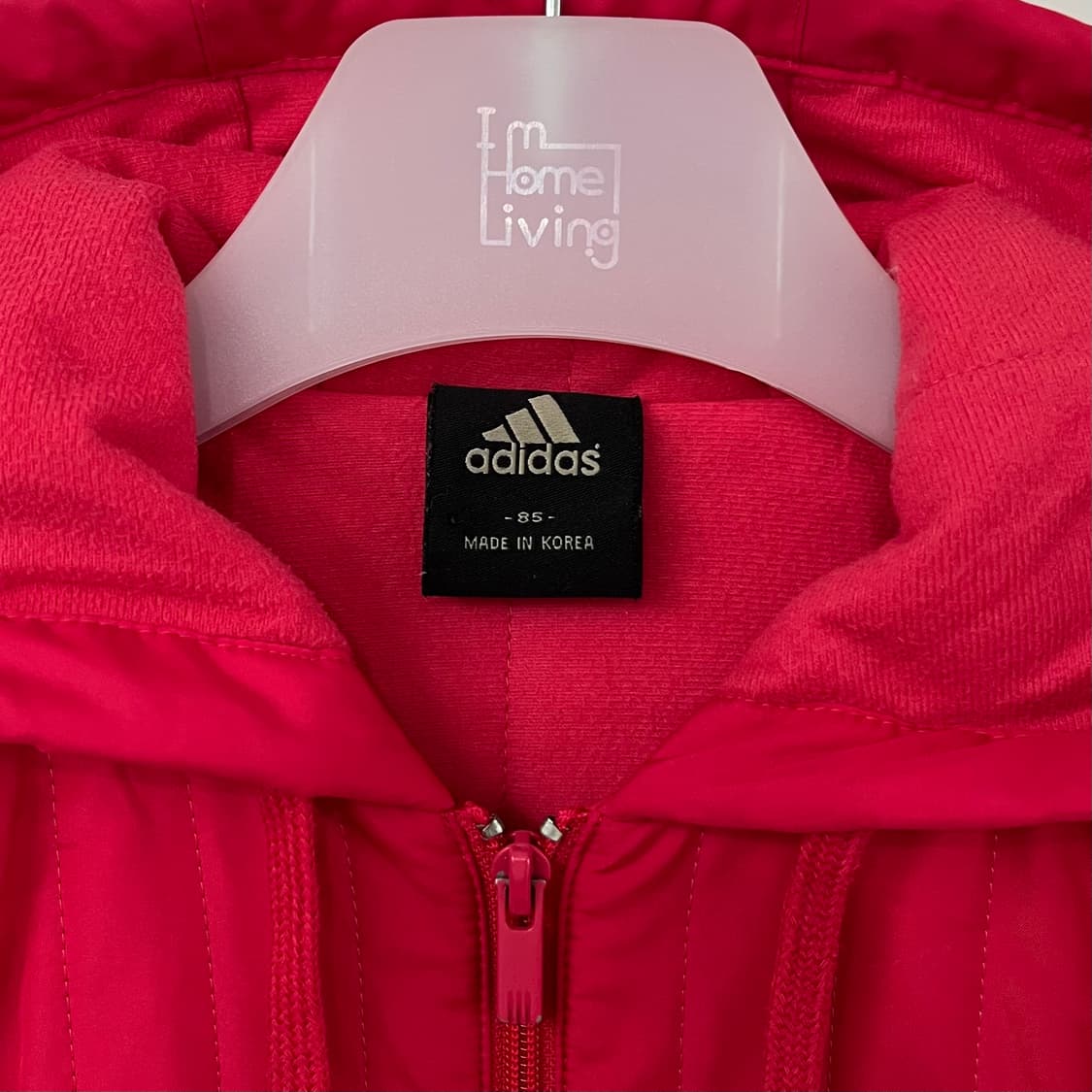 아디다스 자수로고 핑크 퀄팅 패딩 후드 점퍼 상품이미지5
