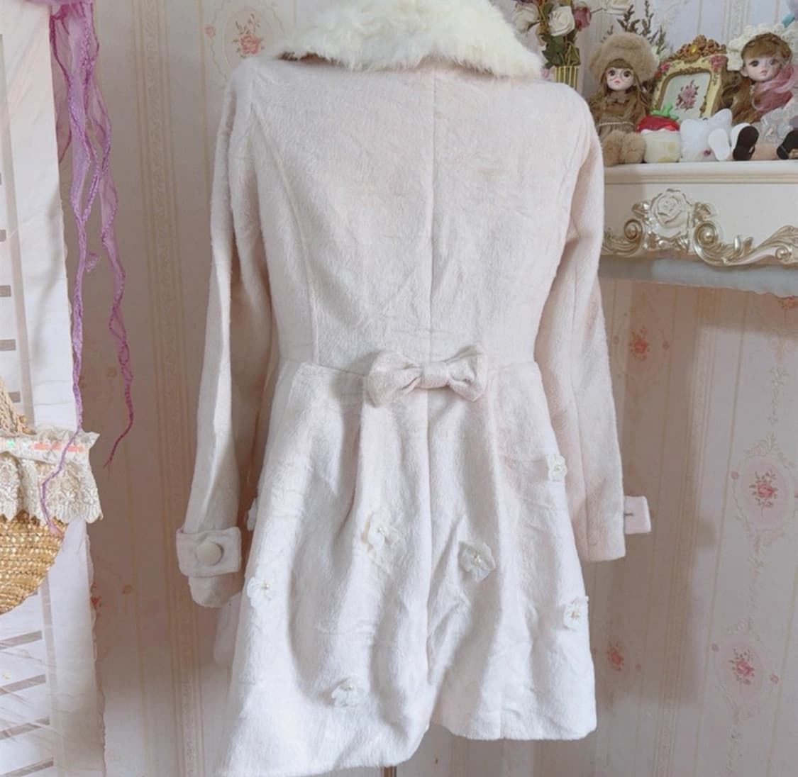 리즈리사 연핑크 플라워 백리본 퍼카라 코트 히메갸루 상품이미지3