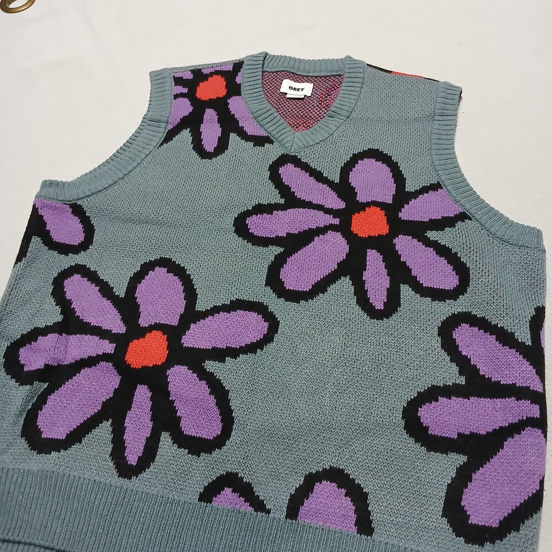 obey 오베이 플라워 조끼 니트 꽃 베스트 가을 겨울 스트릿 상품이미지7