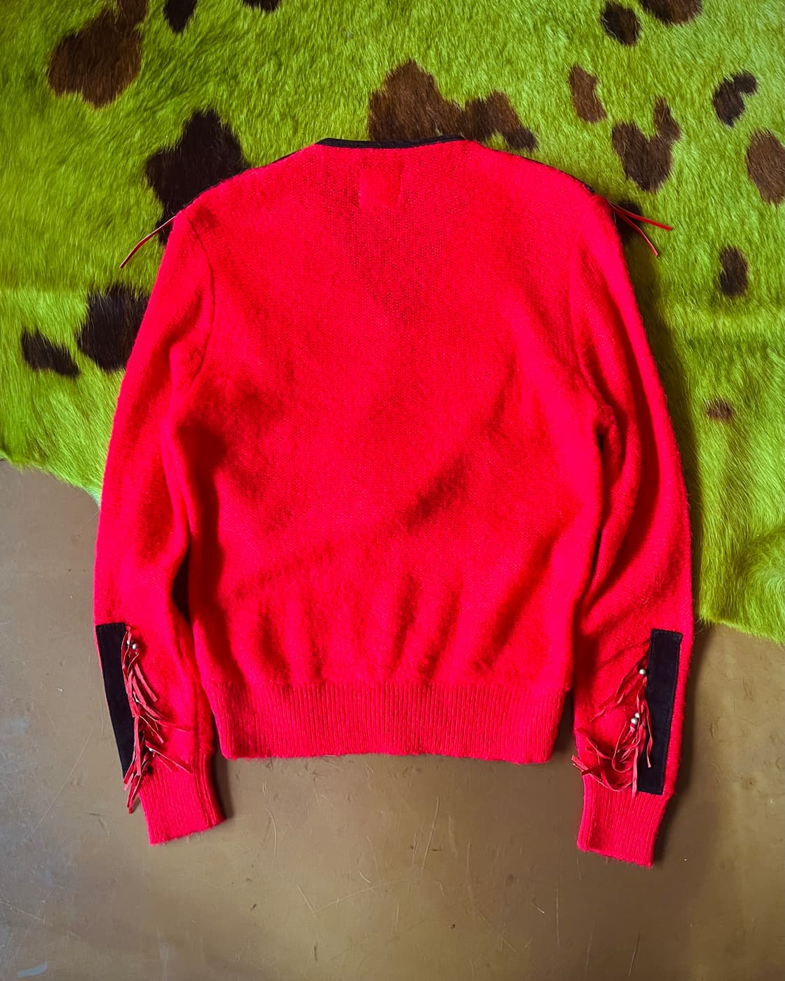 1980s Miller Fringe Leather Knit Top 상품이미지7