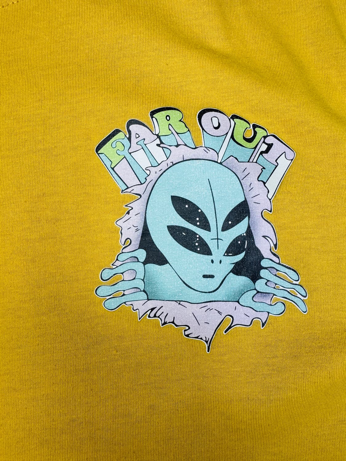 빈티지 에일리언 FAR OUT 포인트 머스타드 티셔츠 M 상품이미지2