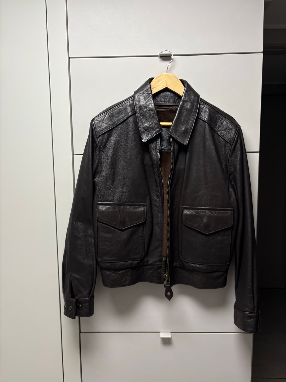 빈티지 브라운 레더 밀리터리 블루종 A2자켓 95사이즈 상품이미지1