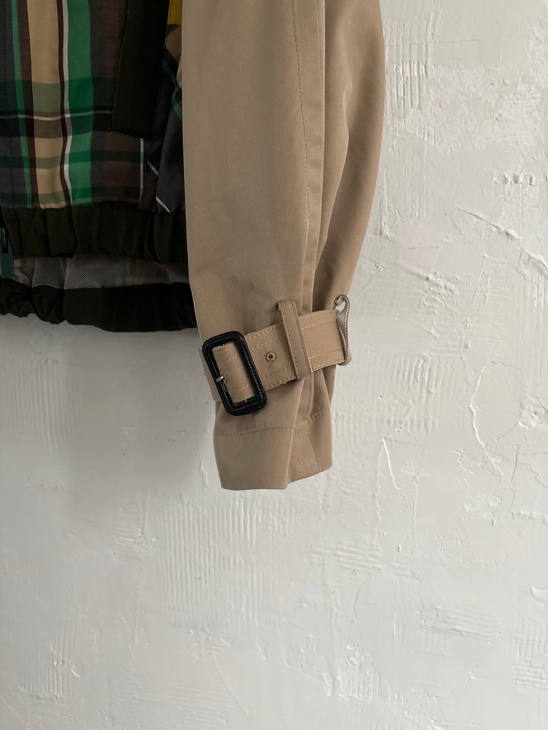 SACAI 사카이 19SS 빅카라 체크 베이지 옐로우 트렌치 블루종 상품이미지4