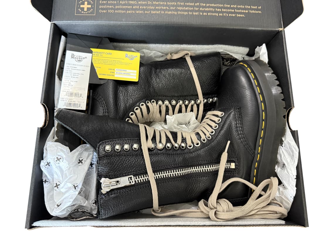 닥터마틴 x 릭오웬스 1918 RO 레더 레이스 업 플랫폼 부츠 블랙 상품이미지10