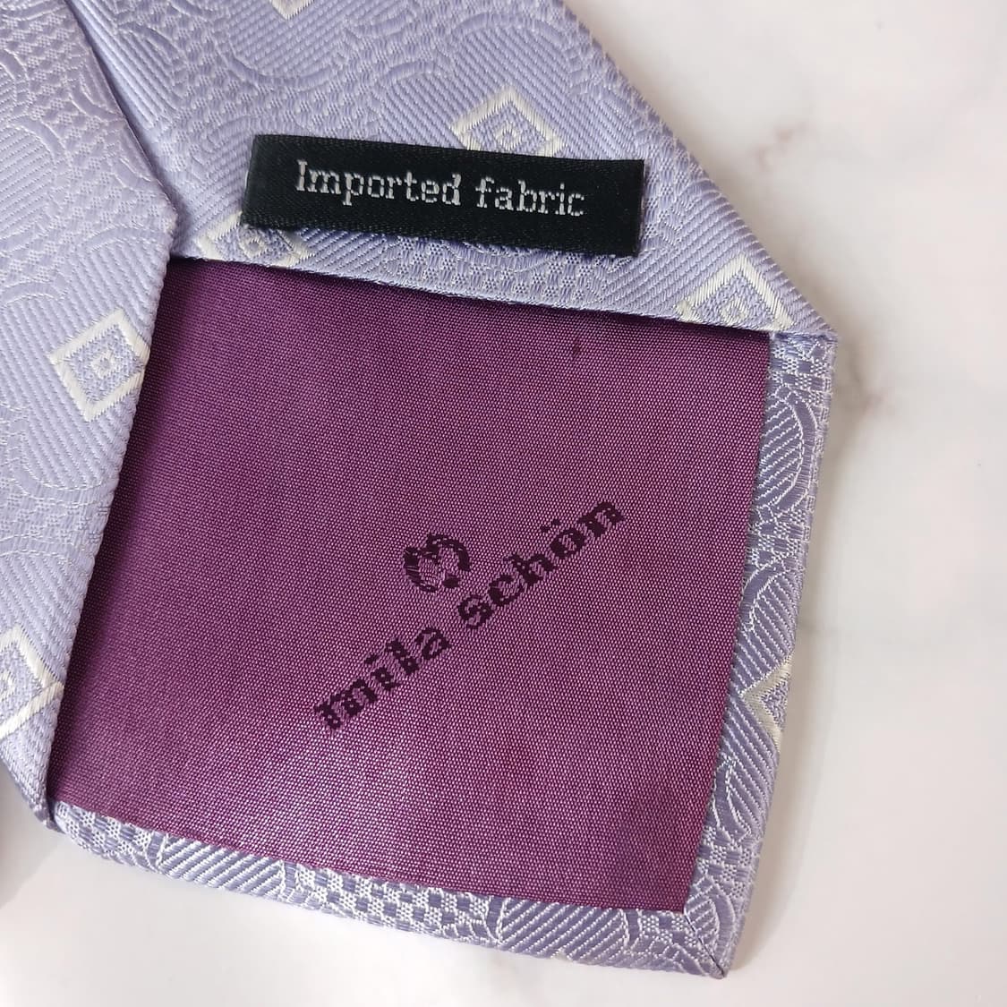 밀라숀 실크 바이올렛 기하 패턴 넥타이 9.5cm A등급 A19571
 상품이미지7