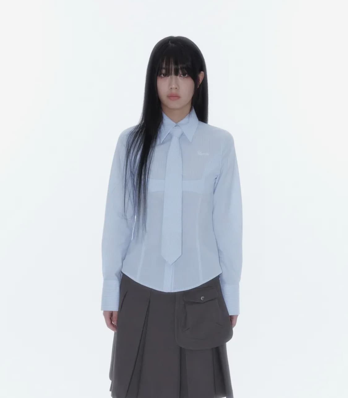 카시코 슬림 코르셋 블루 셔츠 M사이즈 (Slim Corset Shirt 상품이미지2