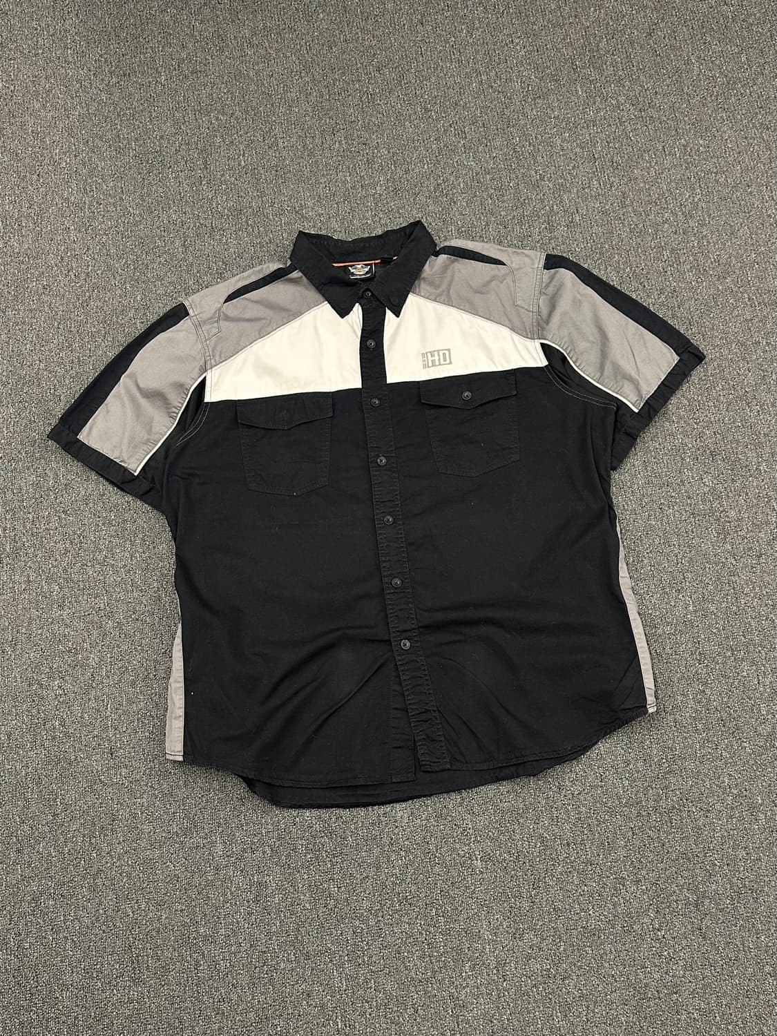 2XL)할리데이비슨 빈티지 자수 블랙&그레이 반팔 셔츠 상품이미지3