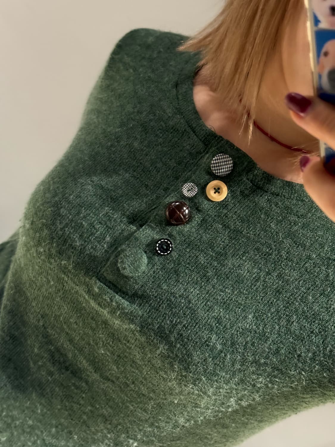 kawaii button detail knit sleeve 상품이미지3