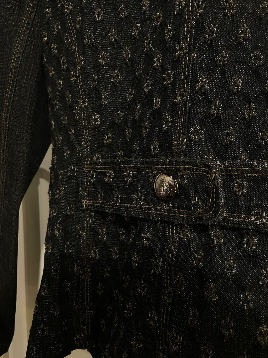 플라워 데미지 패턴 레이스 펄 데님 자켓 모리 러블리 오리엔탈 상품이미지5