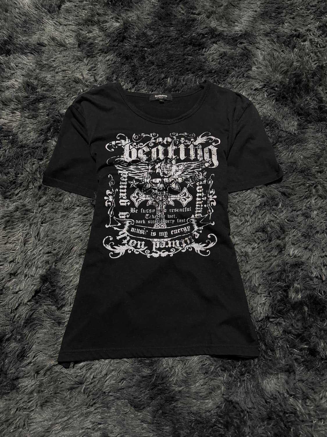 실버 십자가 고딕 레터링 Y2K 반팔 상품이미지1