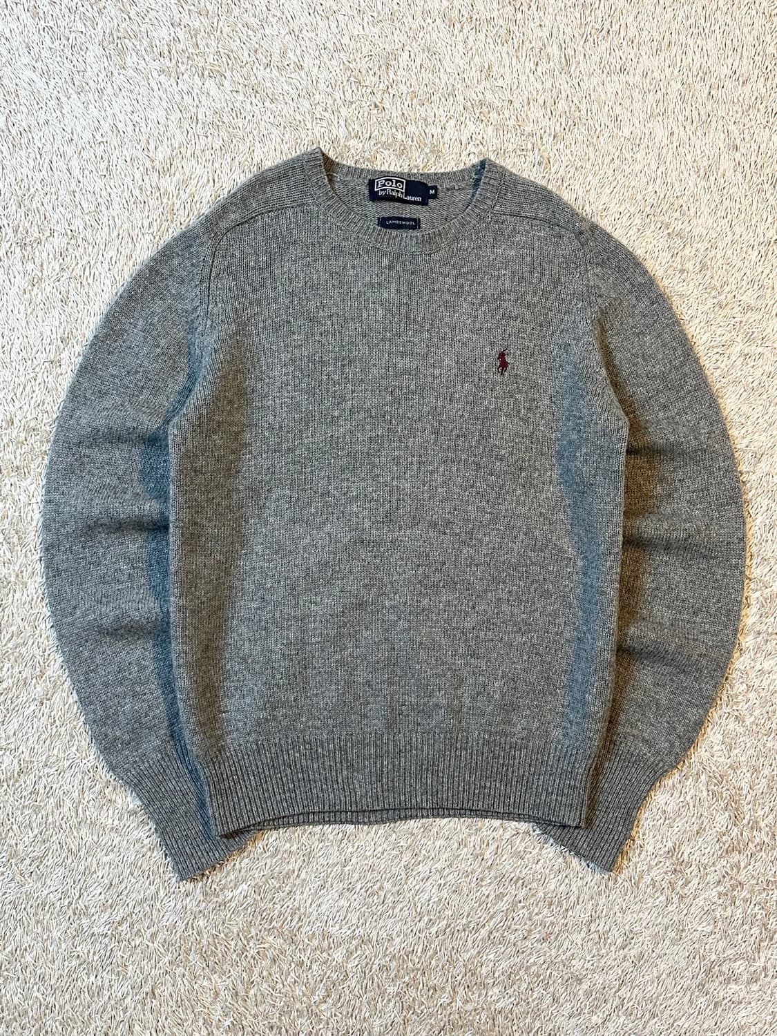 폴로 랄프로렌 버건디포니 램스울 라운드넥 니트 그레이 상품이미지1