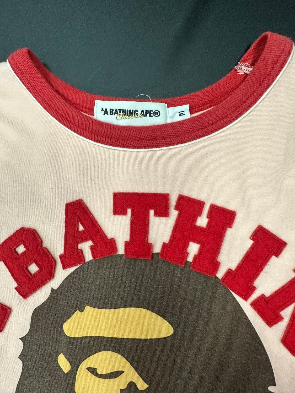 베이프 핑크 컬리지 패치 사루 반팔티 상품이미지6