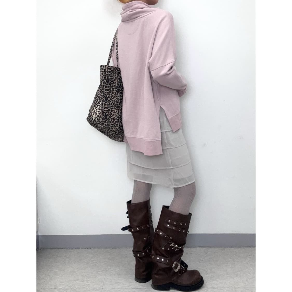 빈티지 캘빈 클라인 연핑크 하이넥 후드티 상품이미지4