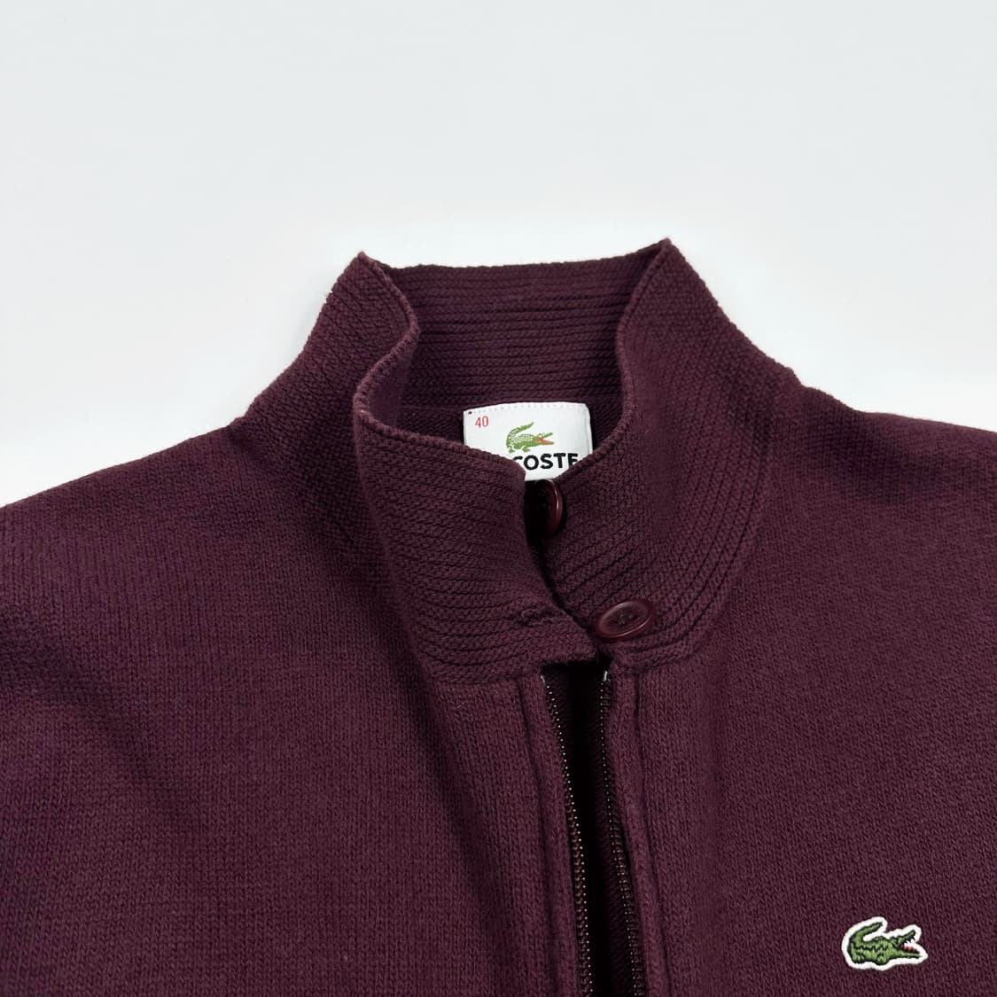 라코스테 재팬 빈티지 투웨이 니트 집업 버건디 여성S 상품이미지4