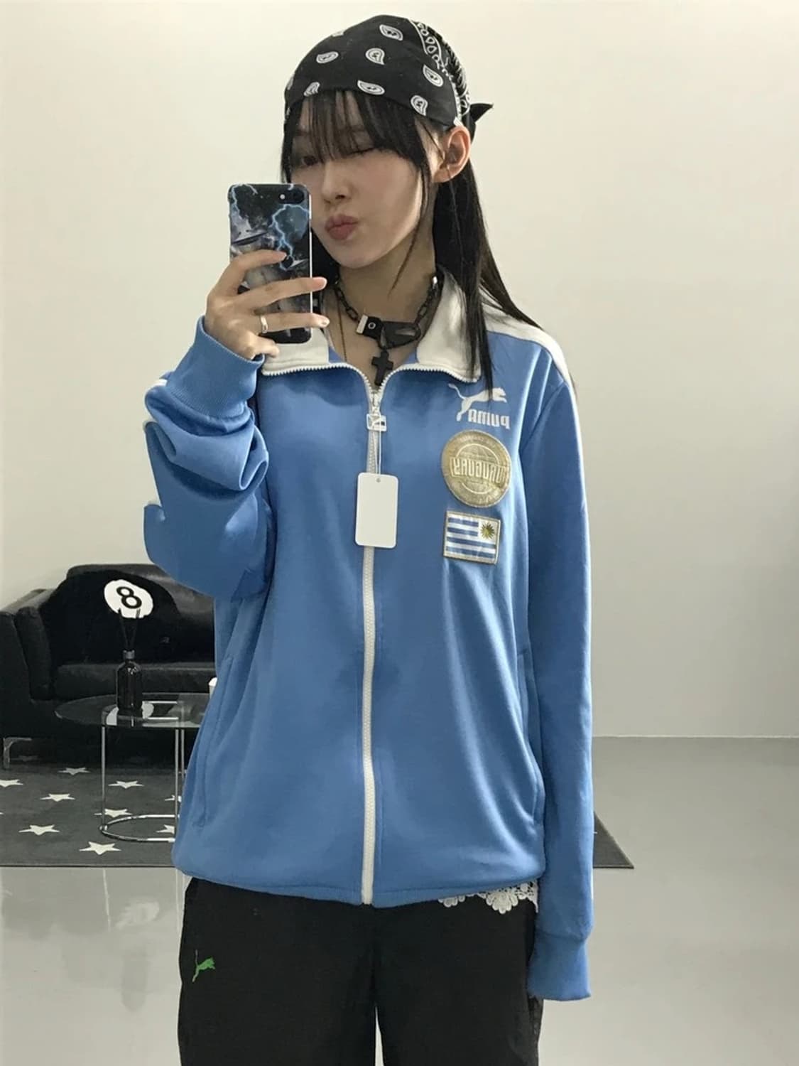 퓨마 우르과이 스카이블루 배색 트랙탑 상품이미지1