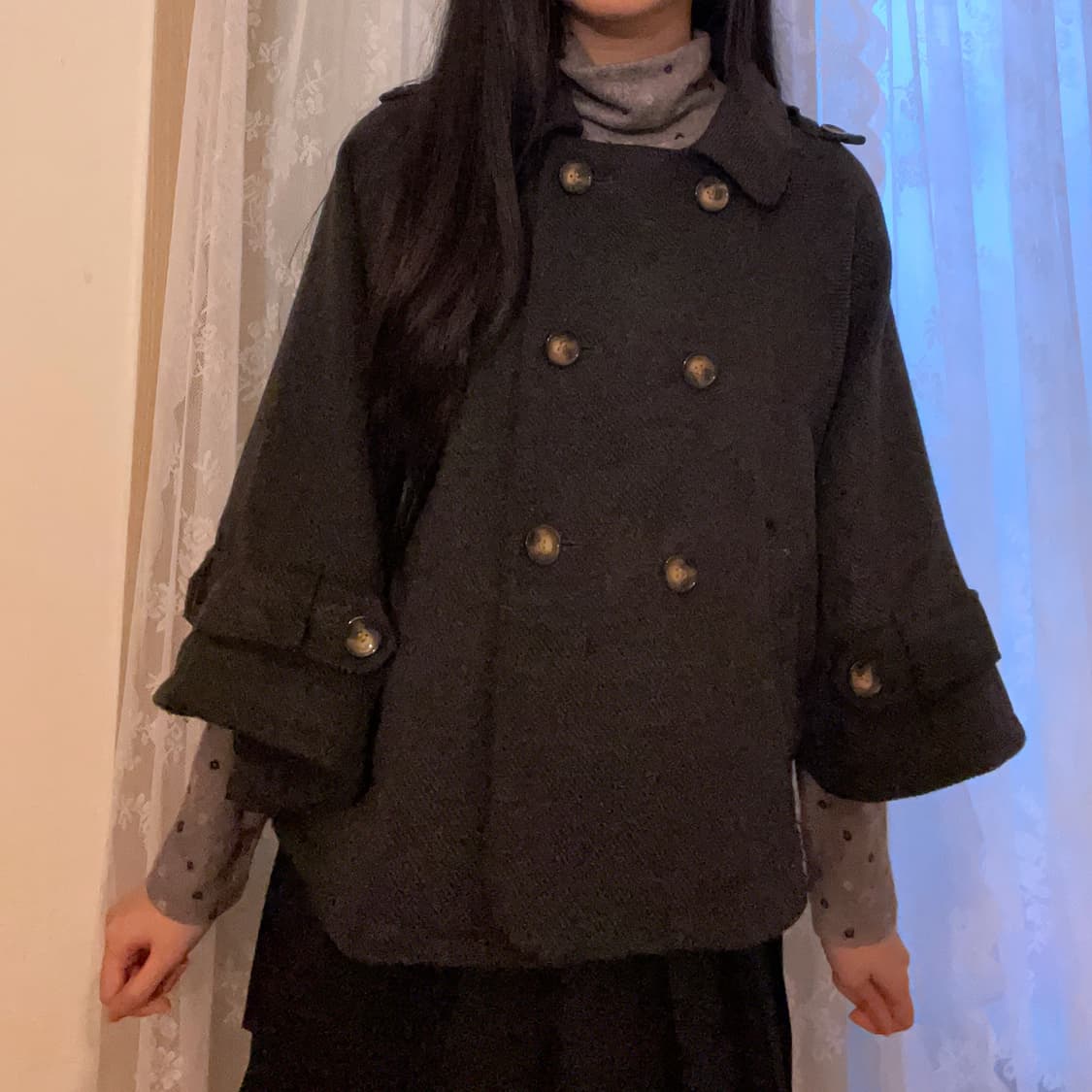 빈티지 더플 케이프 코트 상품이미지3