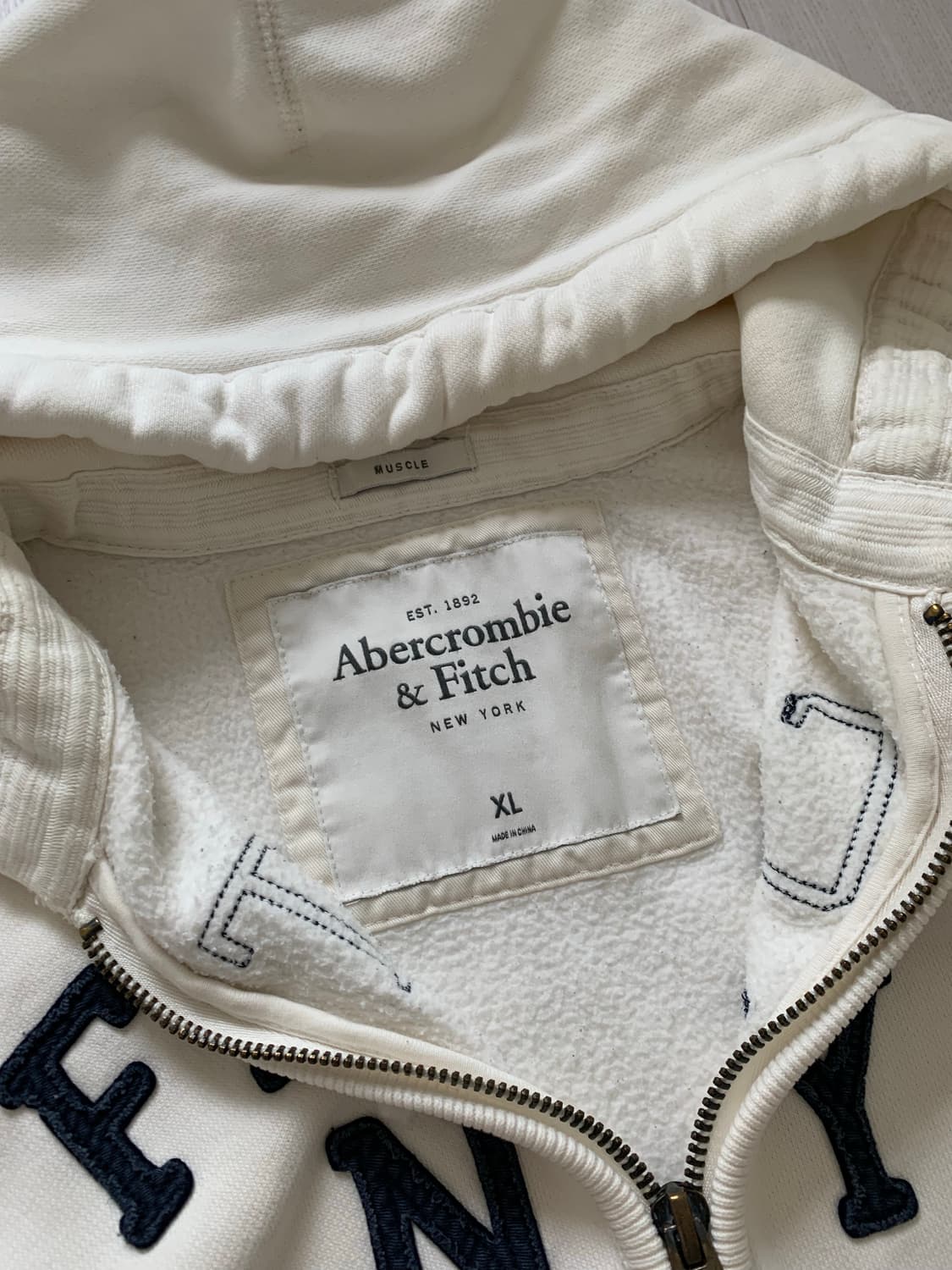 아베크롬비 자수로고 화이트 헤비코튼 후드집업 상품이미지7