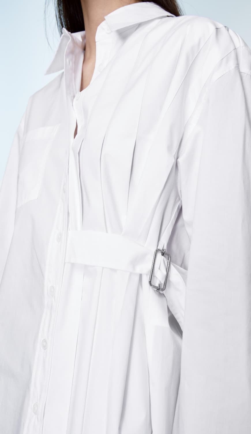 자라 화이트 셔츠 플리츠 언밸런스 포플린 상품이미지3