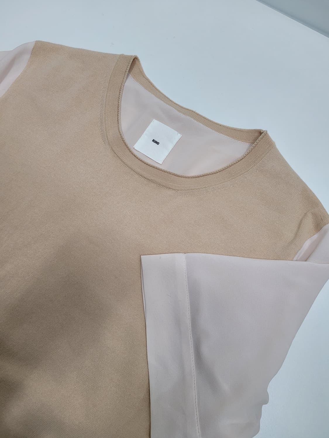 KUHO 구호 면 린넨 반팔 티셔츠 블라우스 / 여 85 아이보리
 상품이미지3