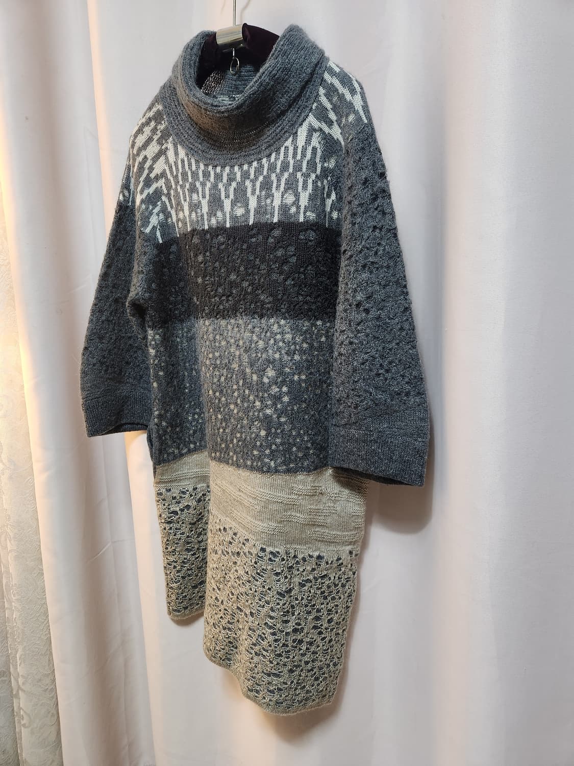 시스템 모헤어패턴 니트 튜닉 원피스 상품이미지2