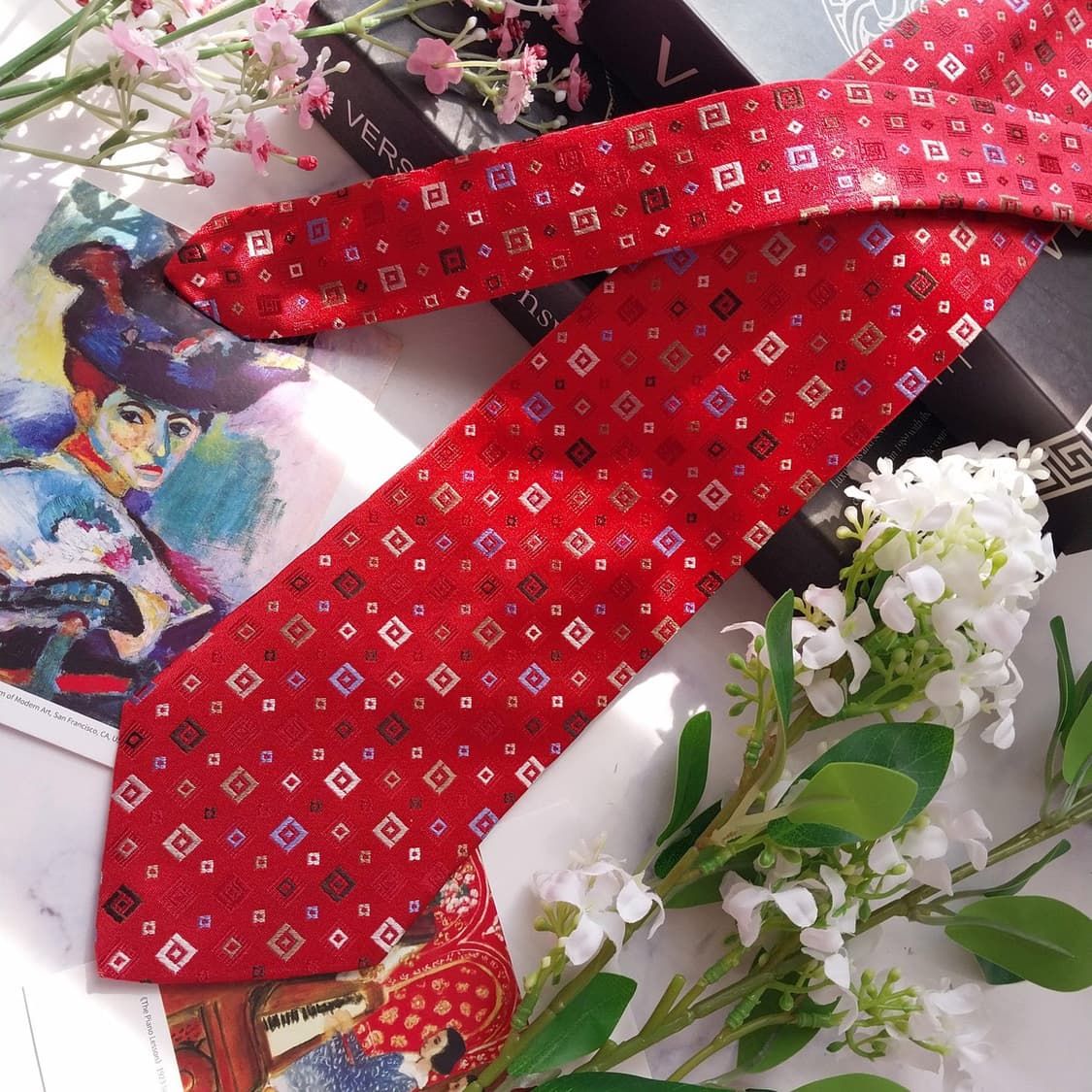 베르사체 실크 자카드 스퀘어 패턴 넥타이 9.2cm A+등급 K2264
 상품이미지4