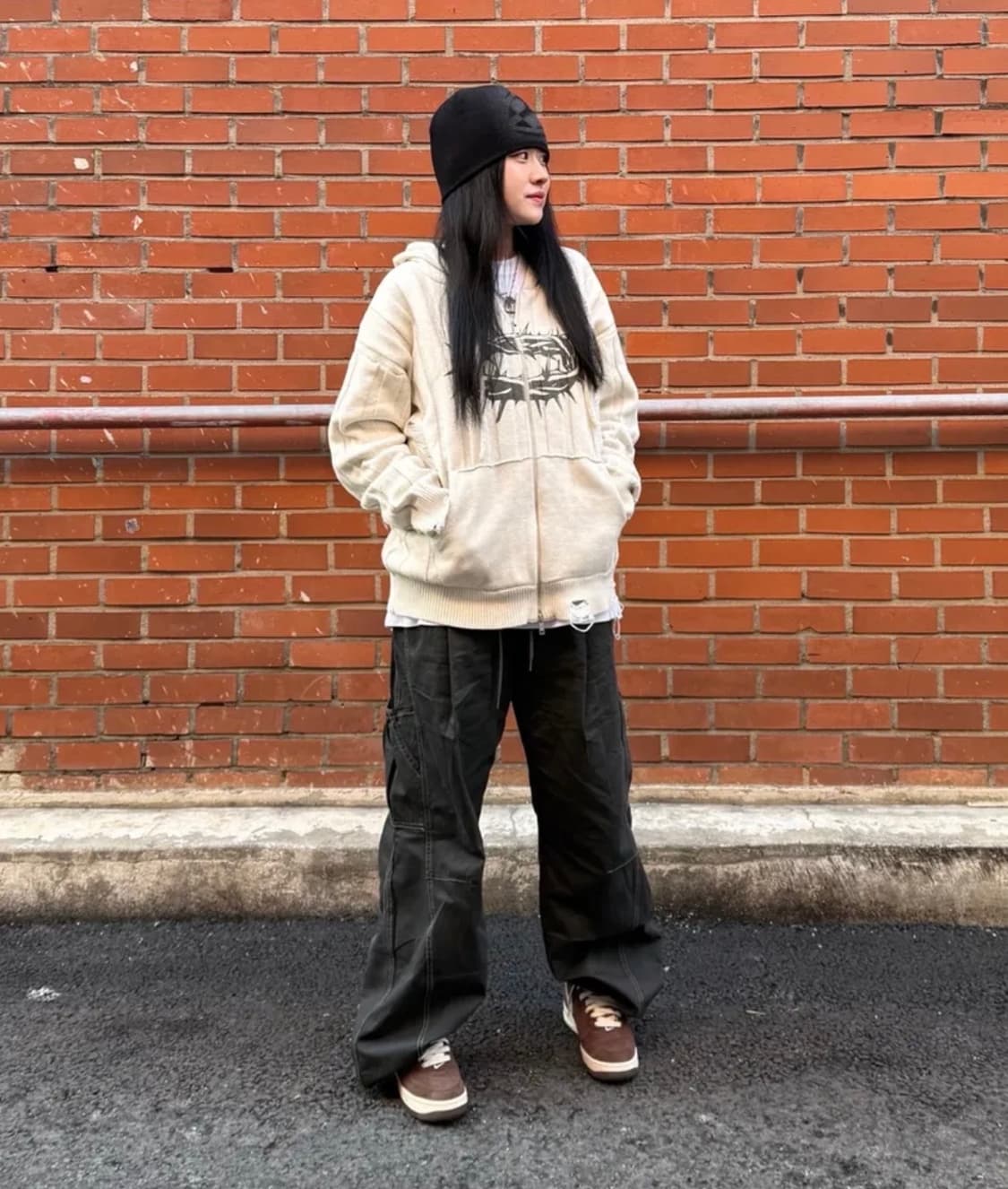 [L]엑스톤즈 카시아 더블 포켓 워싱 코튼 팬츠 차콜 상품이미지4