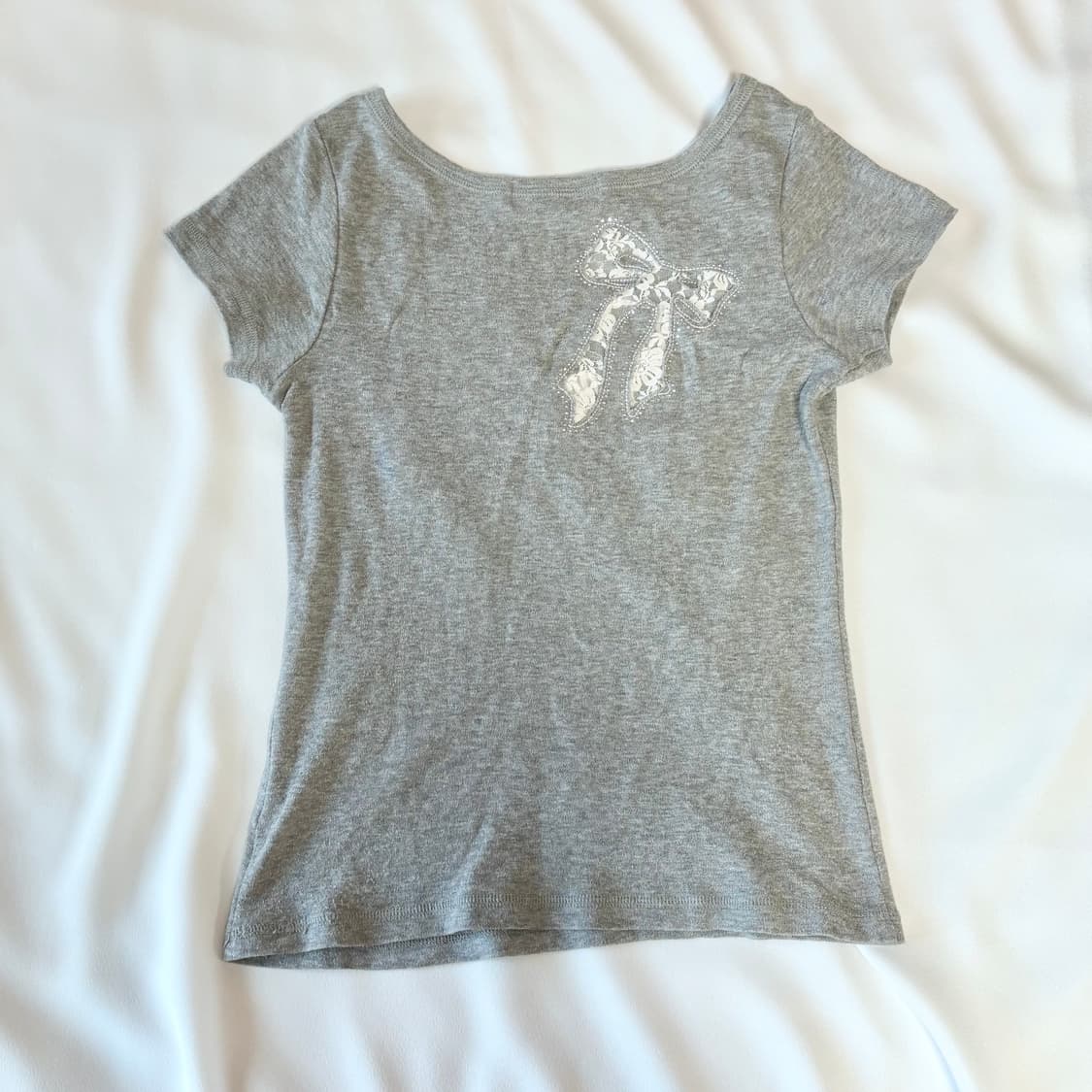 레이스 레터링 큐빅 반팔 딱붙핏 상품이미지4