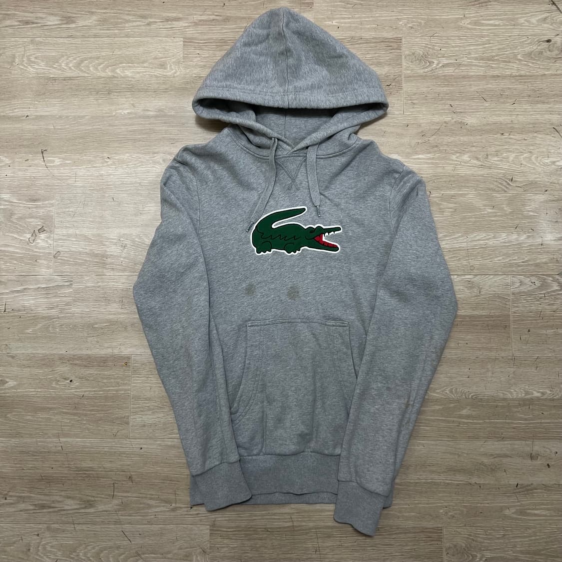 라코스테 자수 빅로고 기모 후드티 [그레이] 2사이즈 상품이미지1