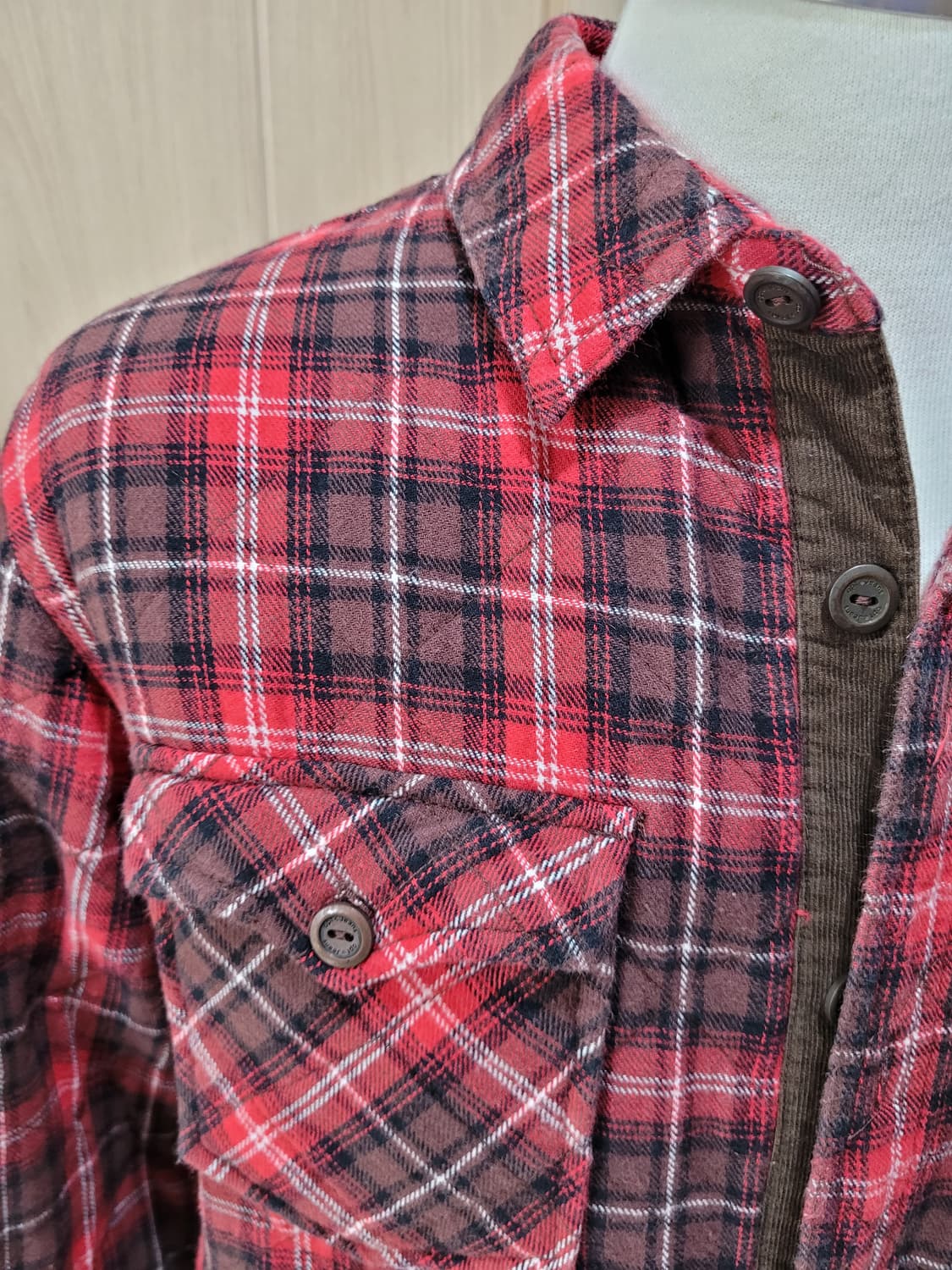 오피티 OPT 남자 패딩 체크셔츠 XL 레드 상품이미지3
