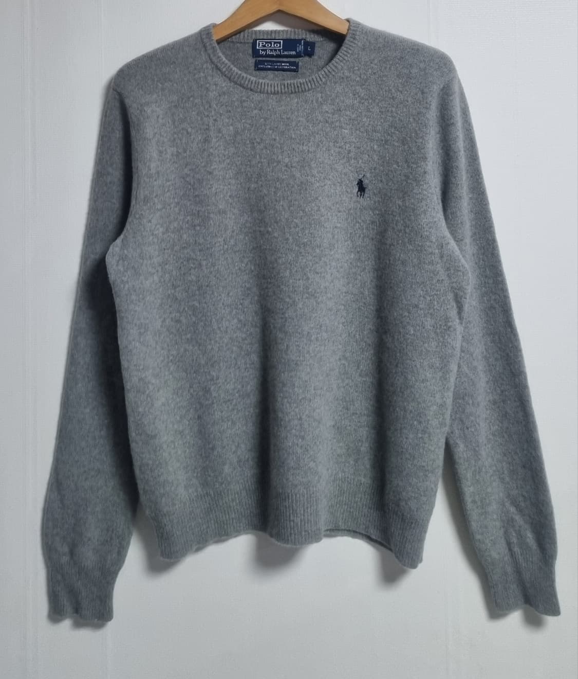 L ) 폴로 그레이 램스울100% 니트 상품이미지1