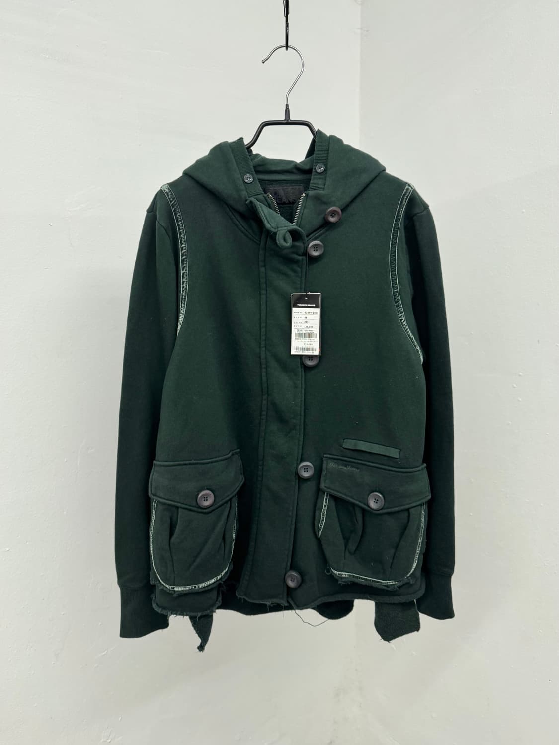 톰보이 딥그린 러프 디테일 후드집업  상품이미지6