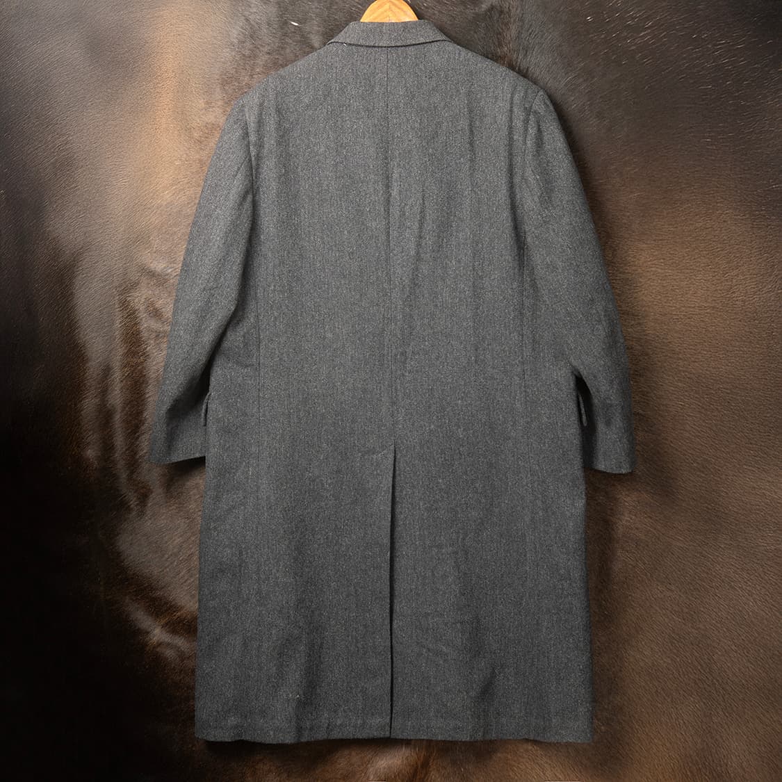 [115] 80s 브룩스브라더스 헤링본 울 오버코트 다크 그레이  상품이미지5
