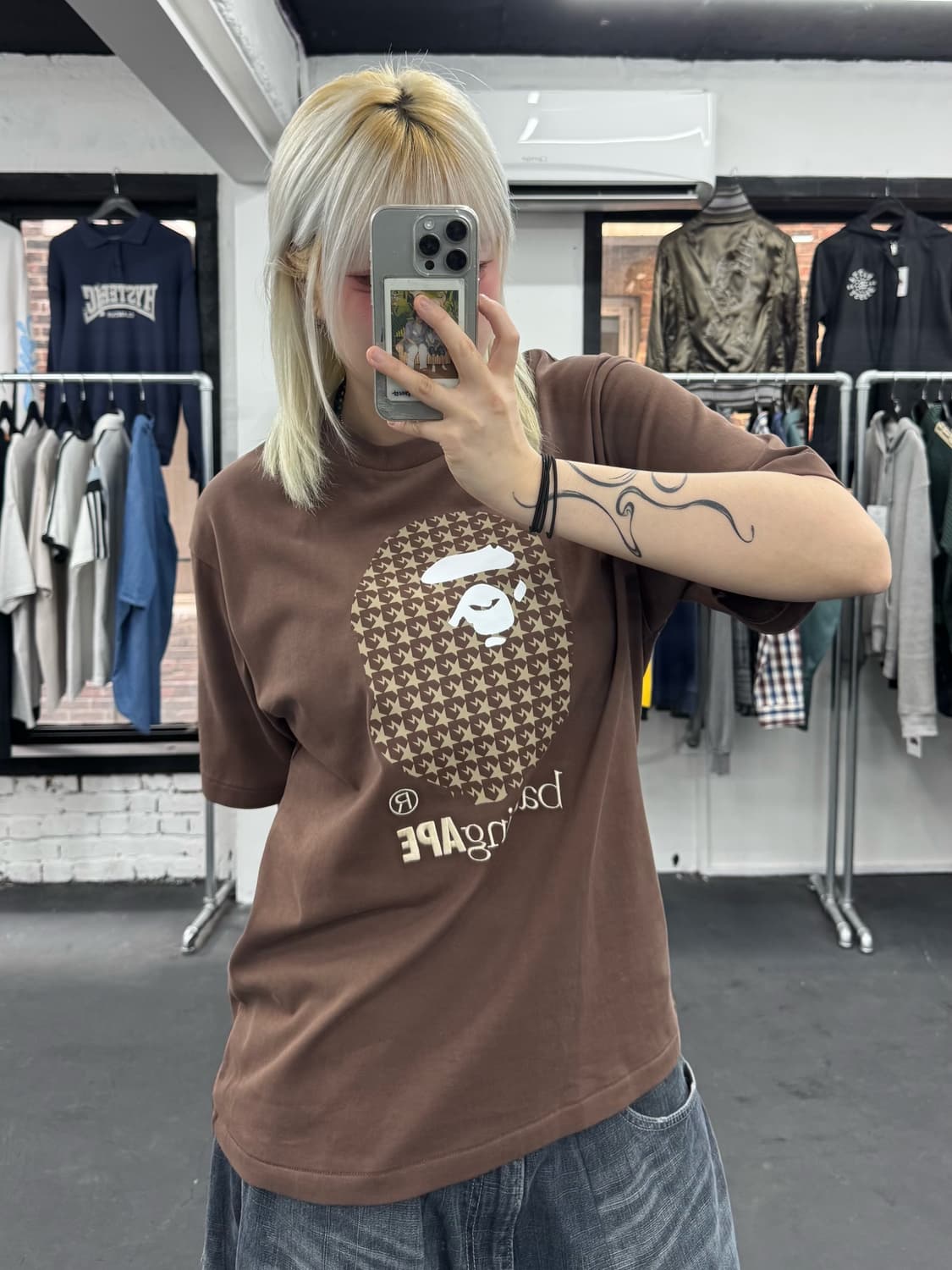 베이프 스타패턴 빅사루 티셔츠 상품이미지2