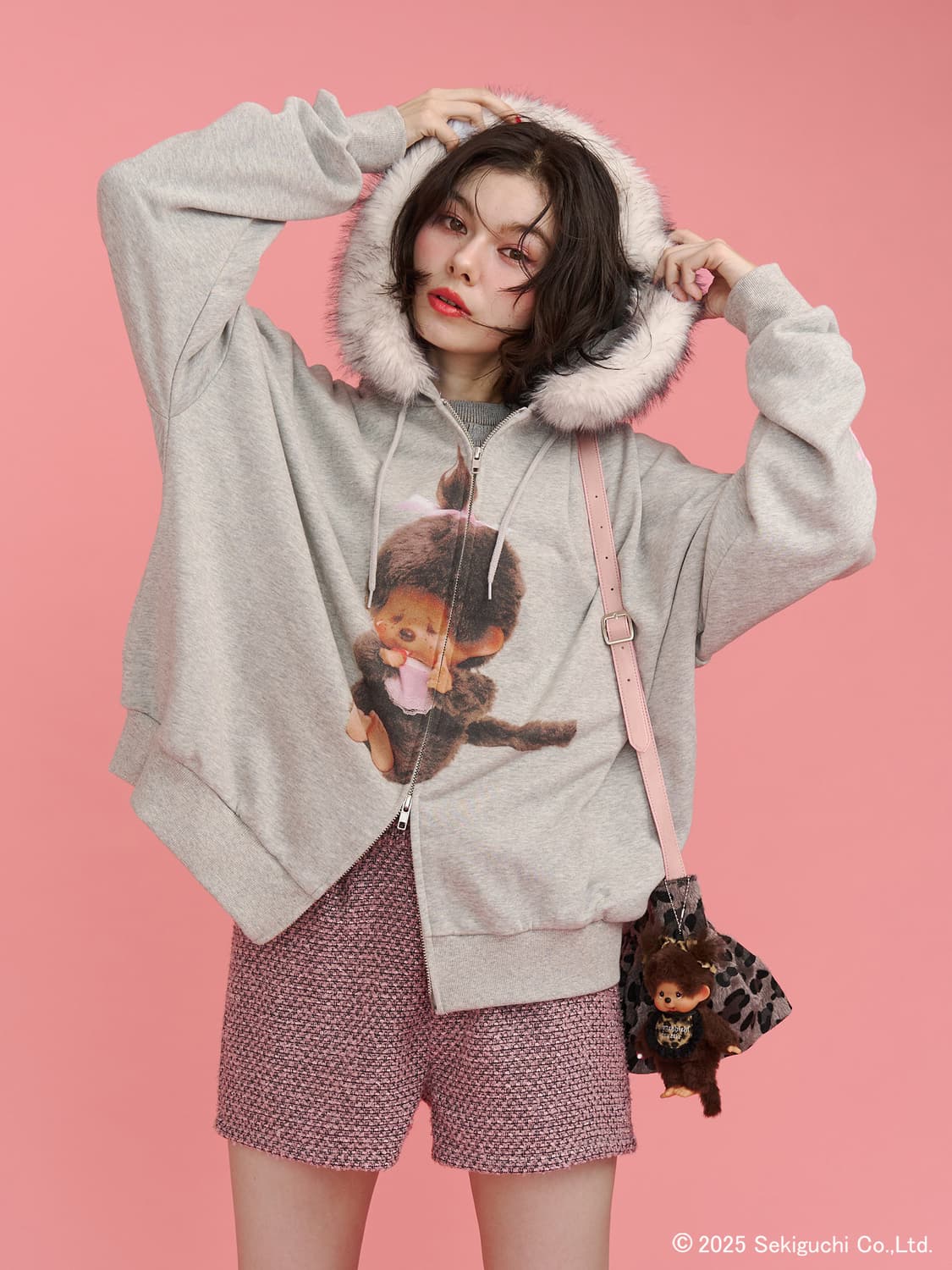 Jouetie x 몬치치 콜라보 후드집업 (그레이) 상품이미지2