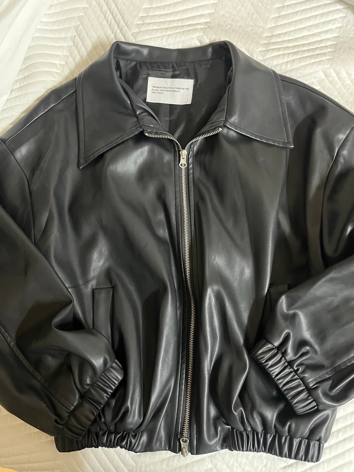 플레이스스튜디오 비건 레더 오버핏 블루종 [블랙] 레더자켓 상품이미지2