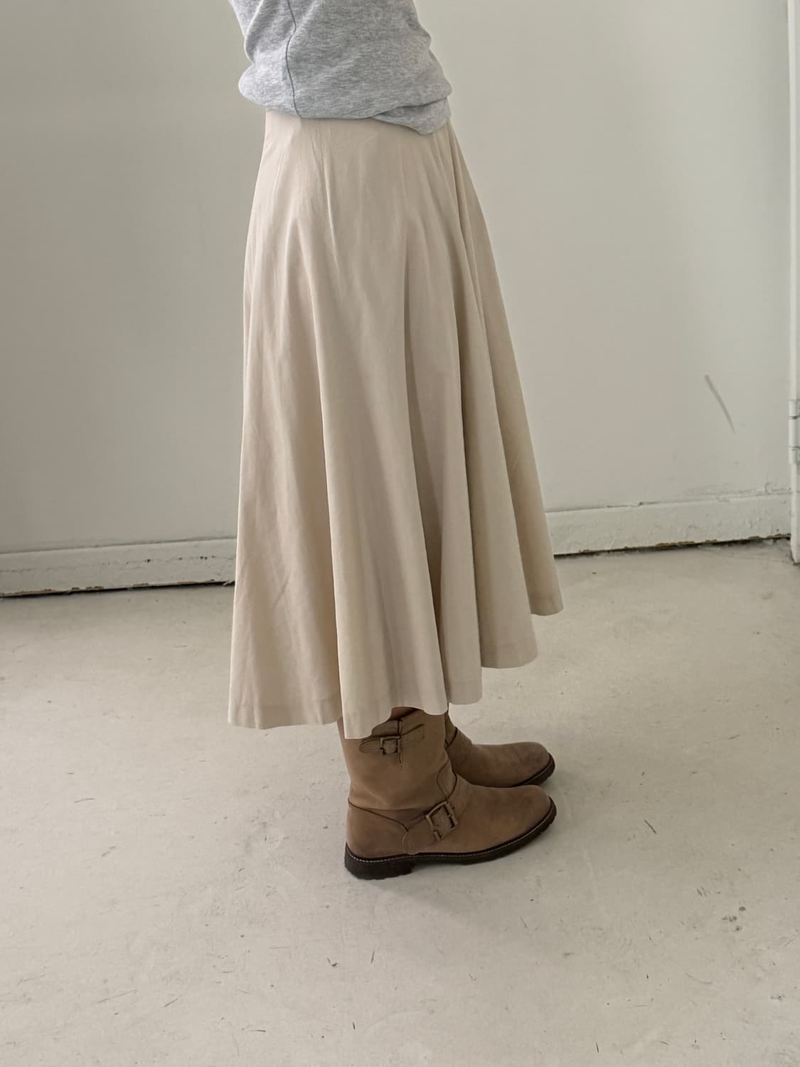 일본빈티지 아이보리 플레어 롱스커트 상품이미지2