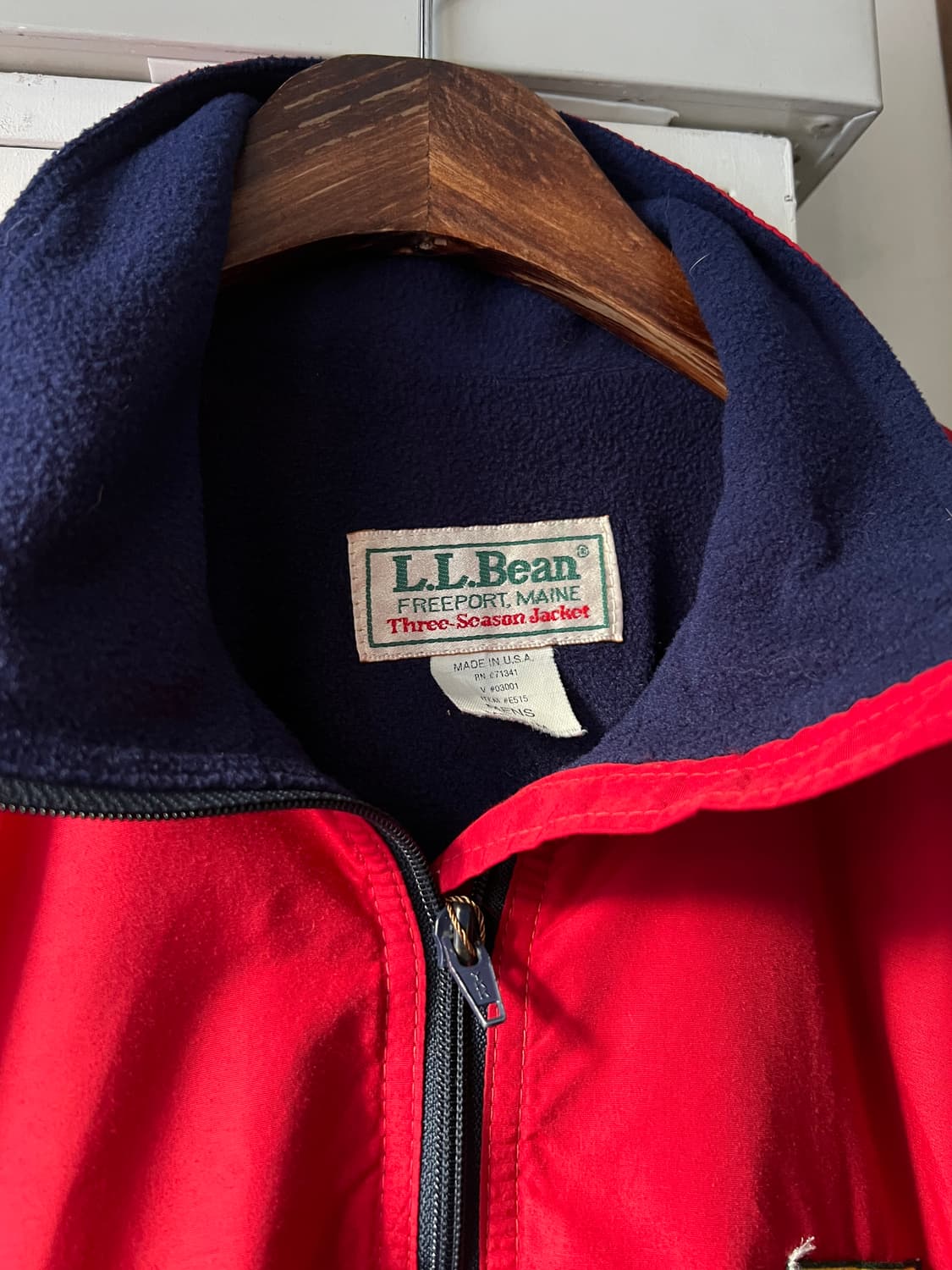 [M]80's 엘엘빈 Made in USA 플리스 라이닝 레드 웜업 자켓 상품이미지2